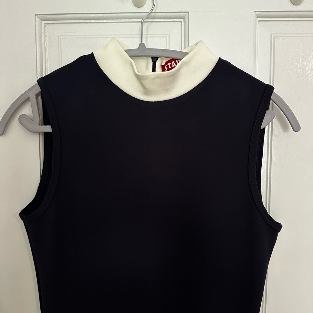 STAUD Navy Maxi Dress with Cream Accent Panels - Picture 4 of 7